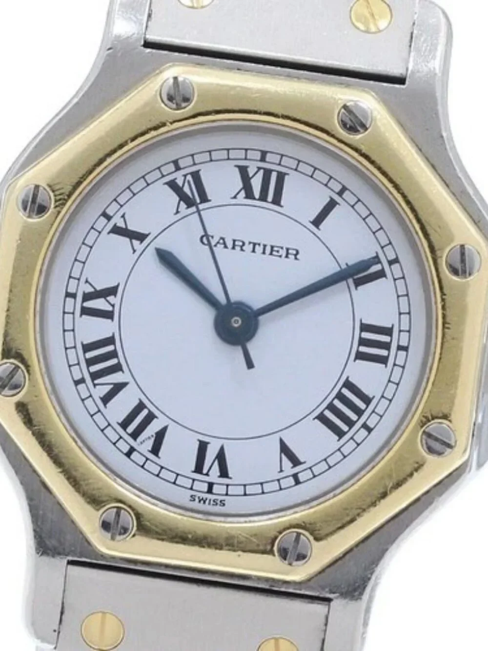 CARTIER Santos Octagon SM YG bezel white Dial Automatic Ladies Watch_953405